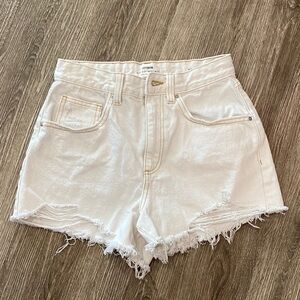 Cotton on high rise mom shorts white denim with contrast stitching 4 US